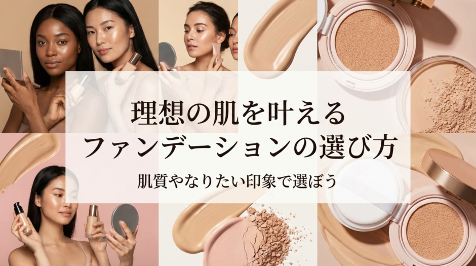 理想の肌を叶えるファンデーションの選び方。肌質やなりたい印象で選ぼう