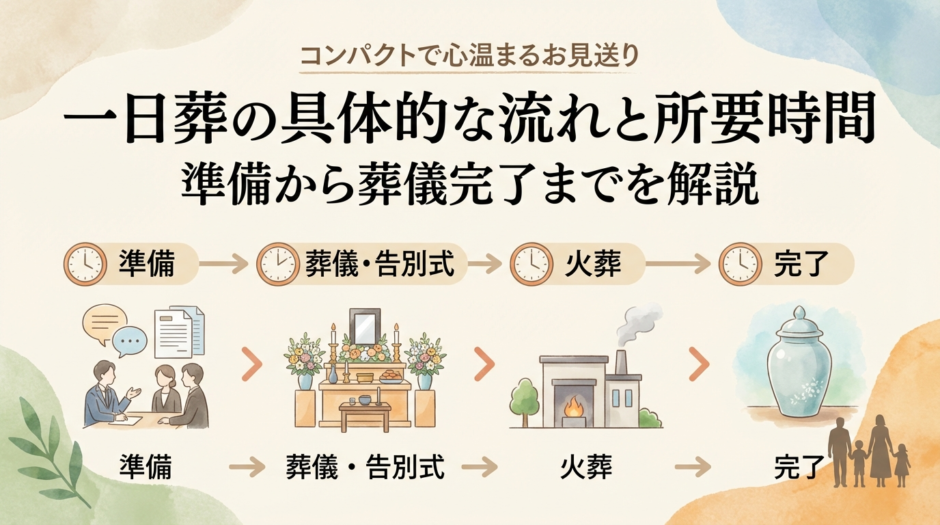 一日葬の具体的な流れと所要時間。準備から葬儀完了までを解説