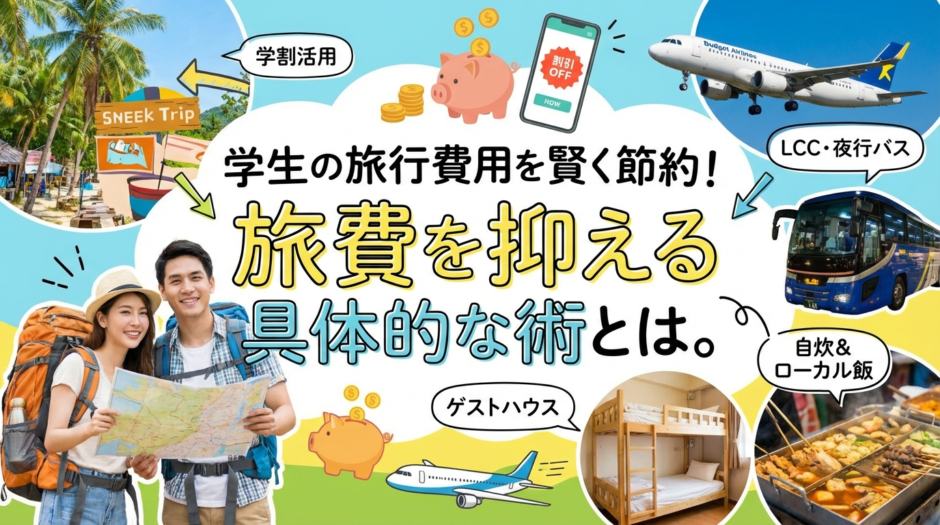 学生の旅行費用を賢く節約！旅費を抑える具体的な術とは。