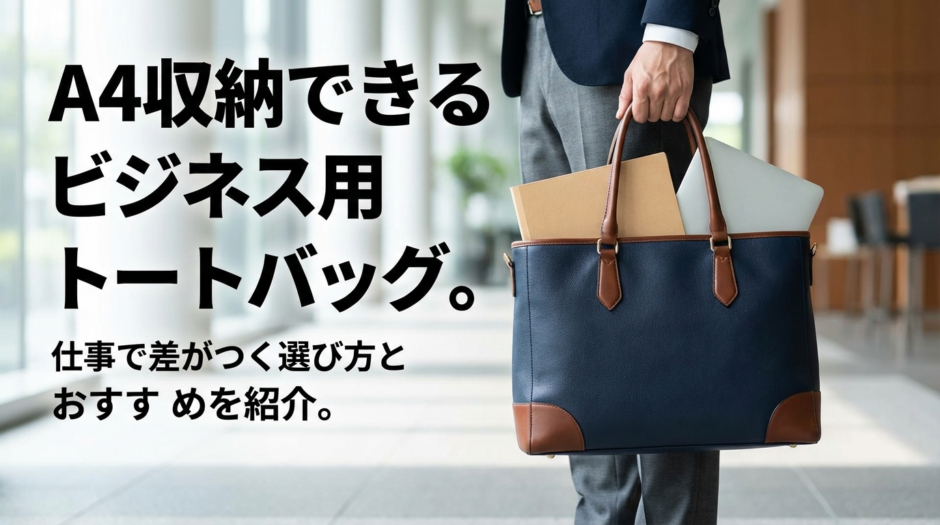 A4収納できるビジネス用トートバッグ。仕事で差がつく選び方とおすすめを紹介。