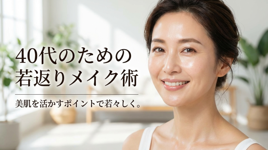 40代のための若返りメイク術を解説。美肌を活かすポイントで若々しく。